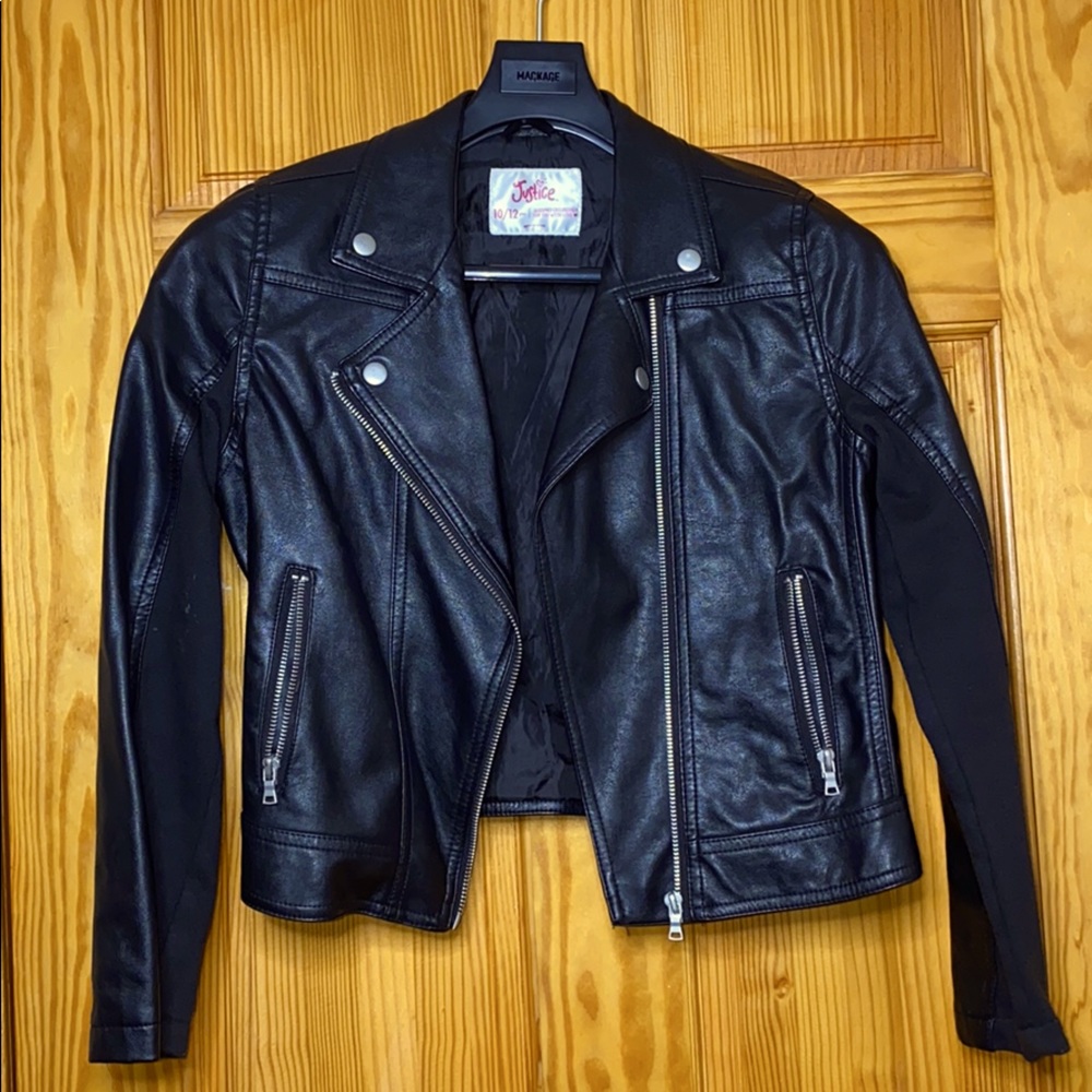 Girls Black Faux Leather Blazer Size 10/12 Plus